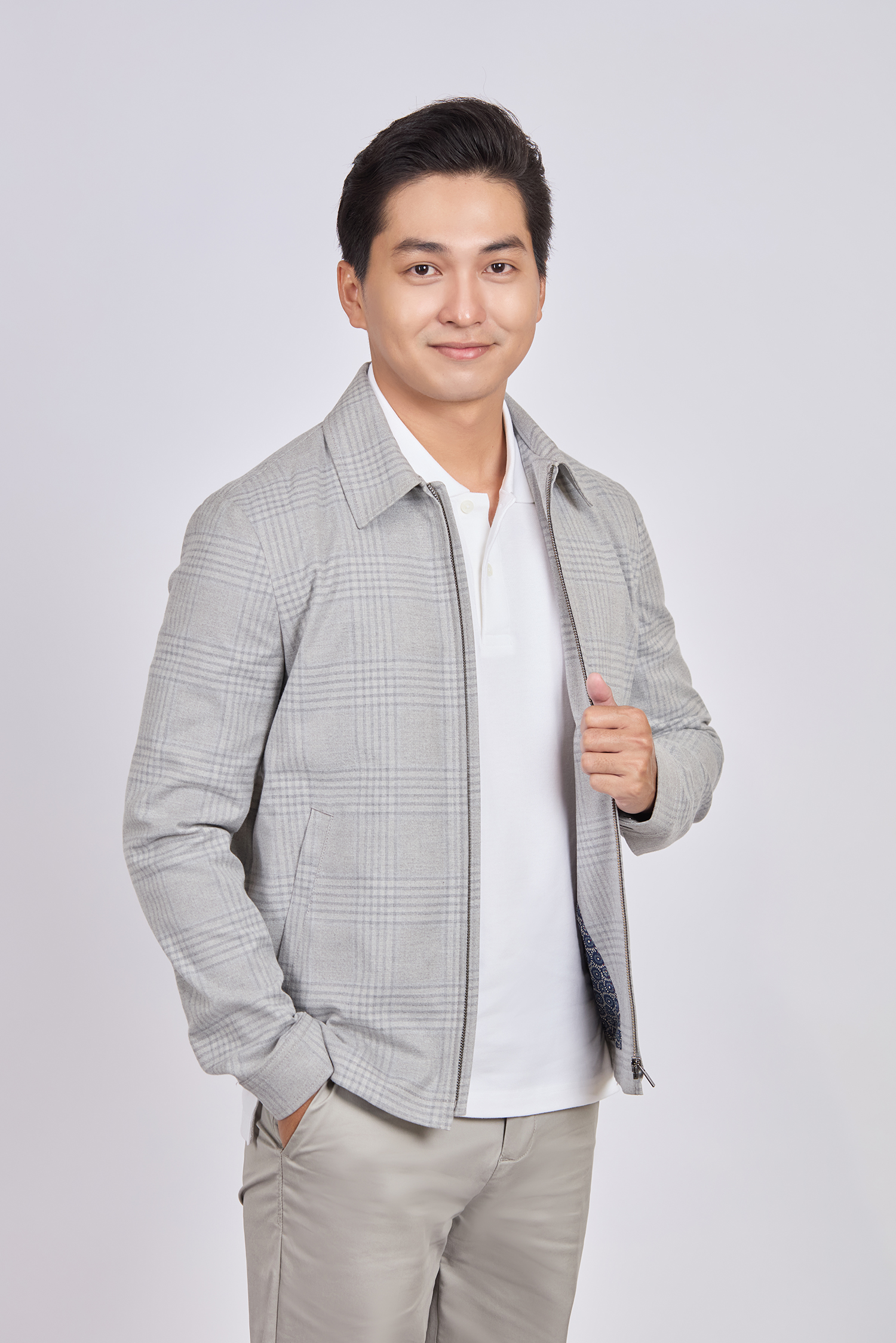 Áo khoác nam - caro xám nhạt