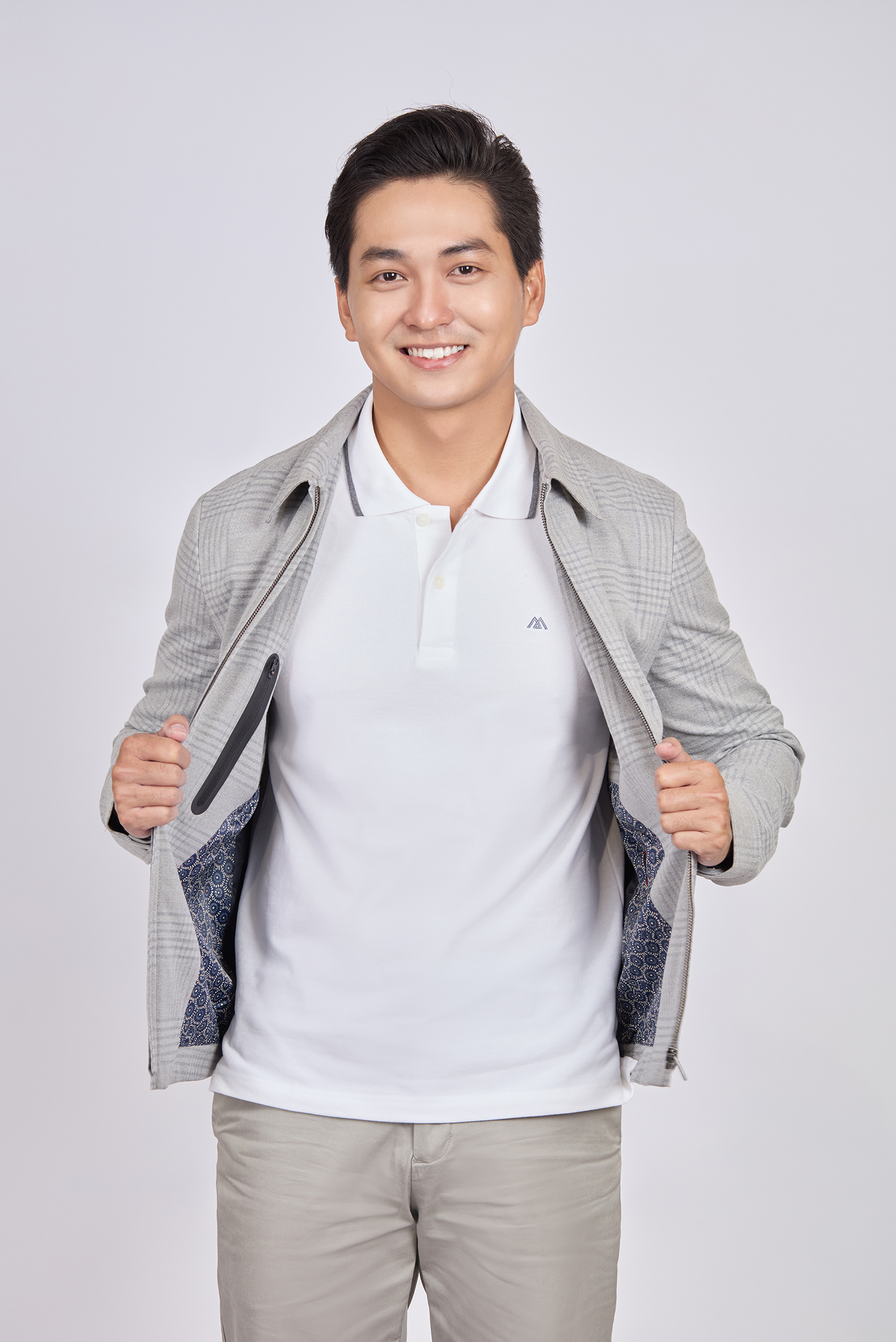 Áo khoác nam - caro xám nhạt