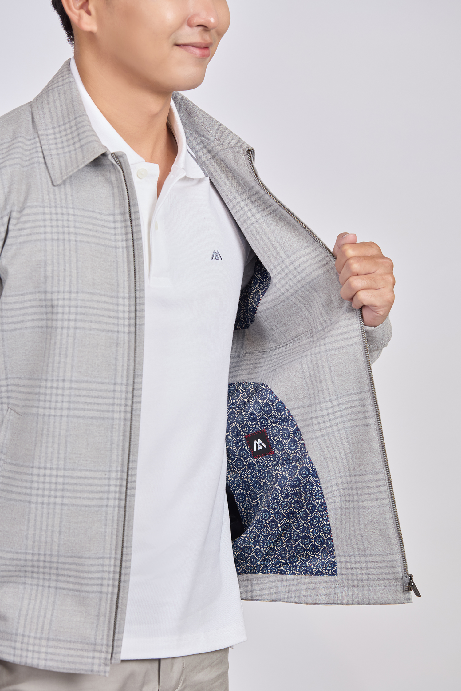 Áo khoác nam - caro xám nhạt