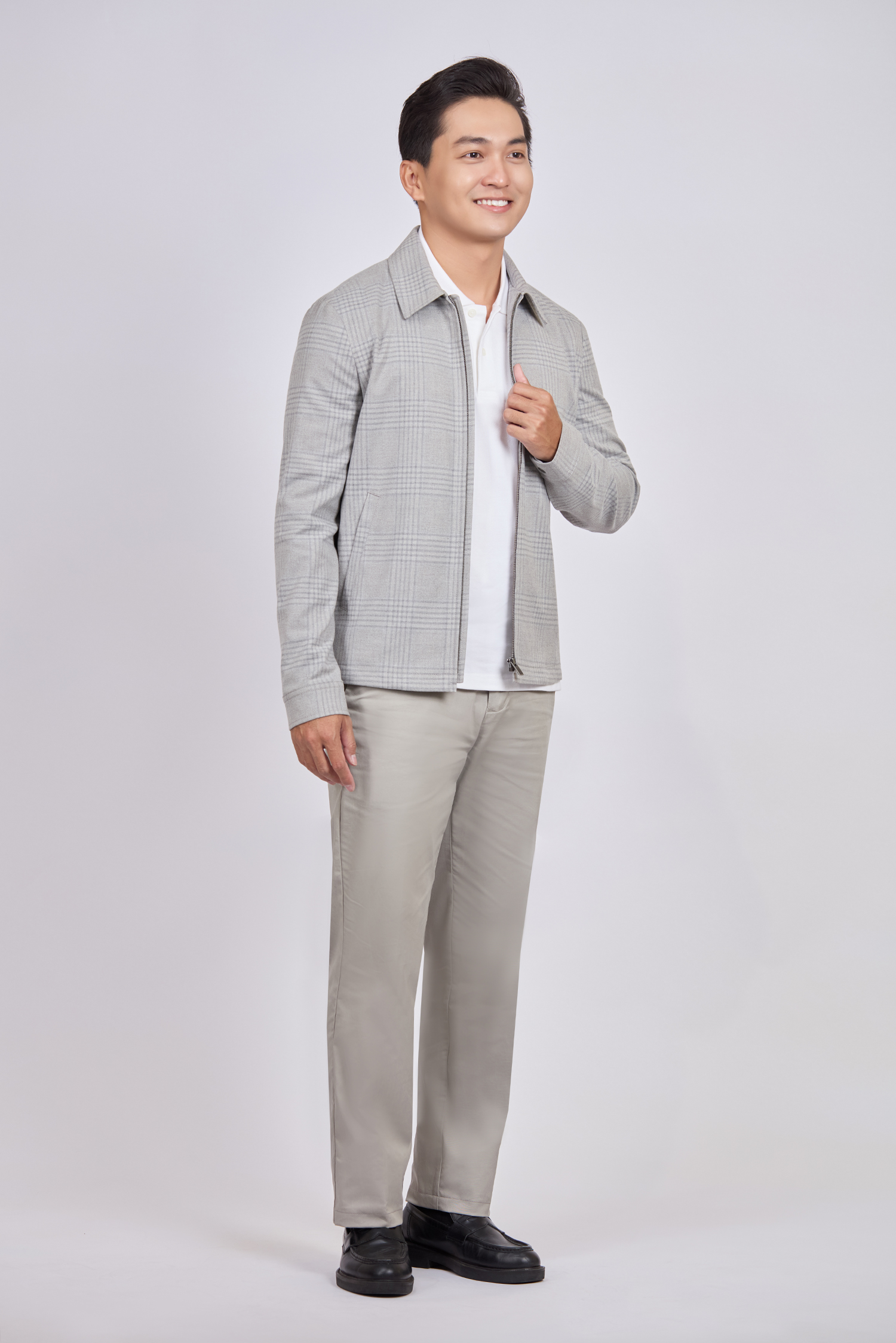 Áo khoác nam - caro xám nhạt