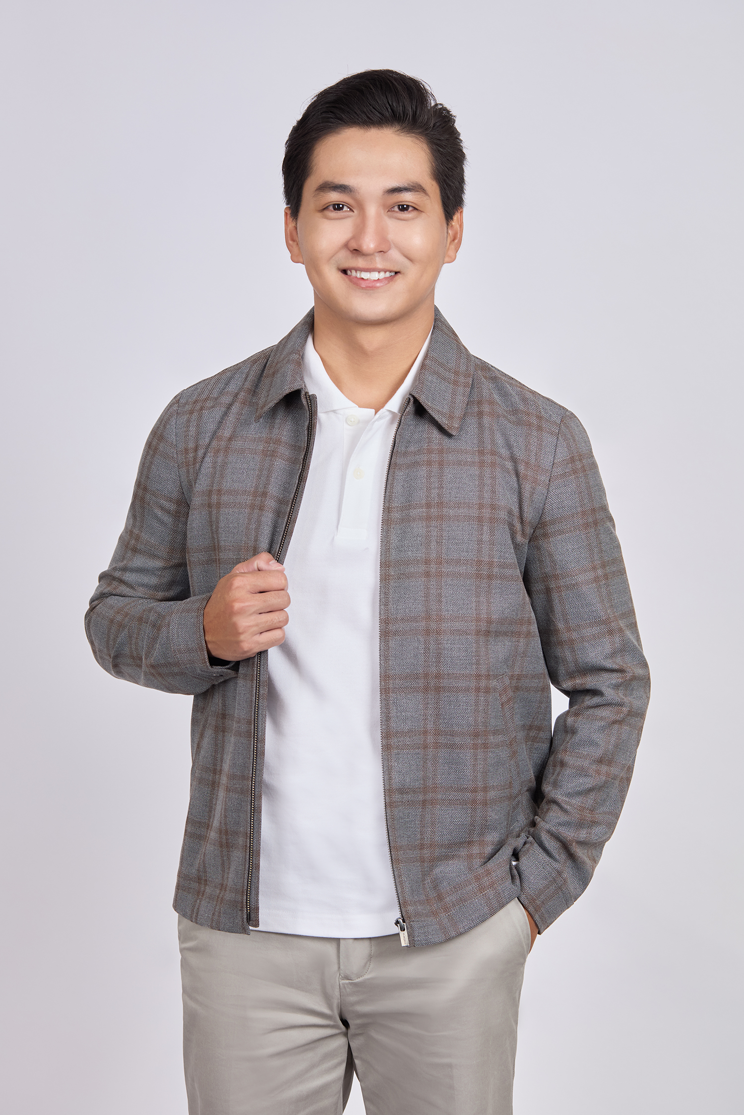 Áo khoác nam - caro xám