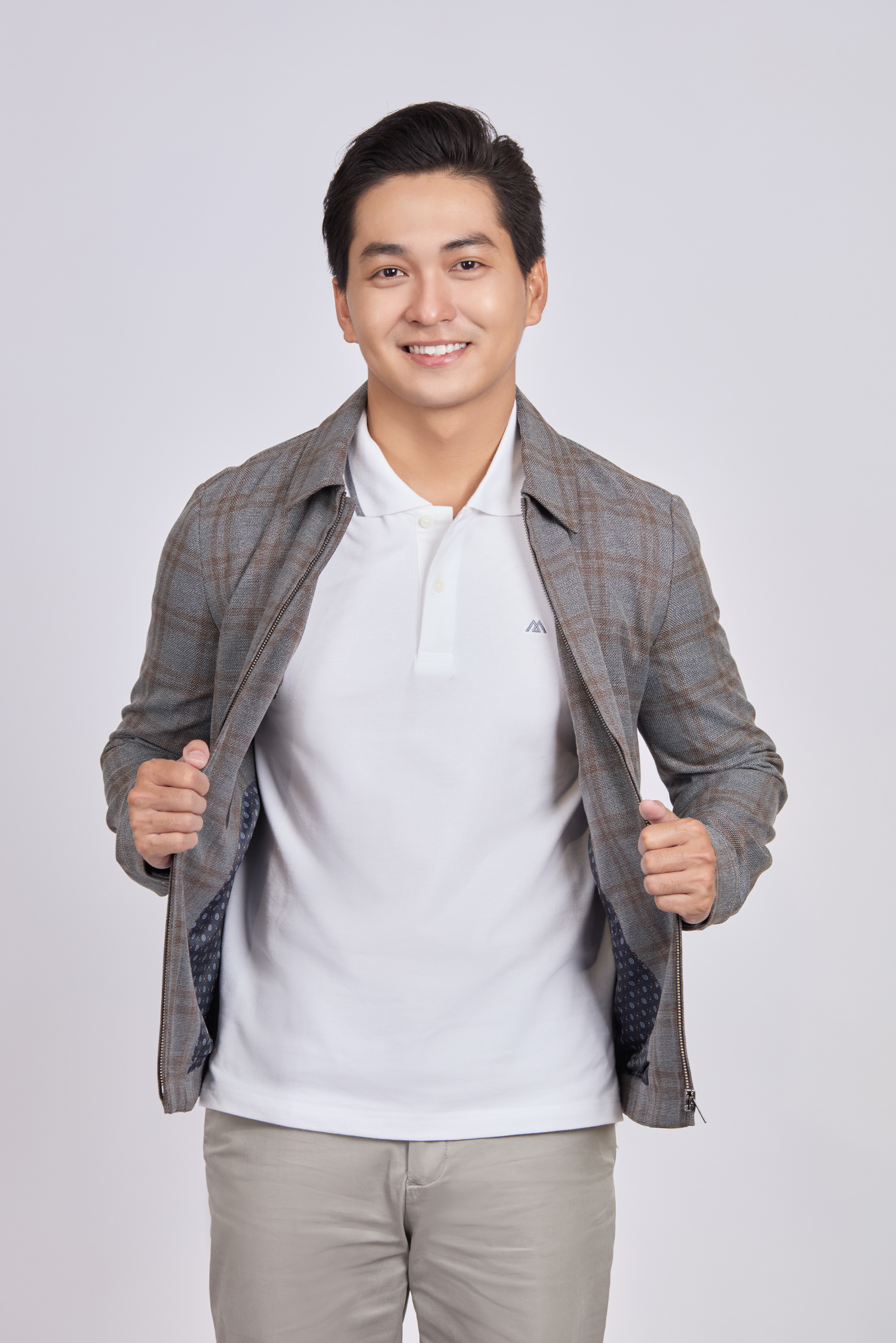 Áo khoác nam - caro xám