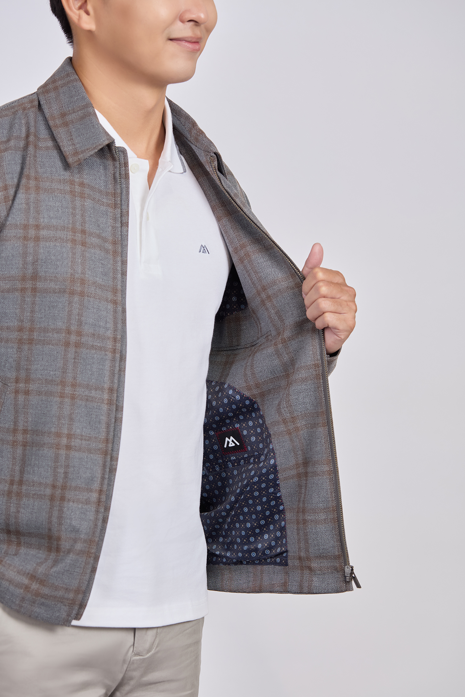 Áo khoác nam - caro xám