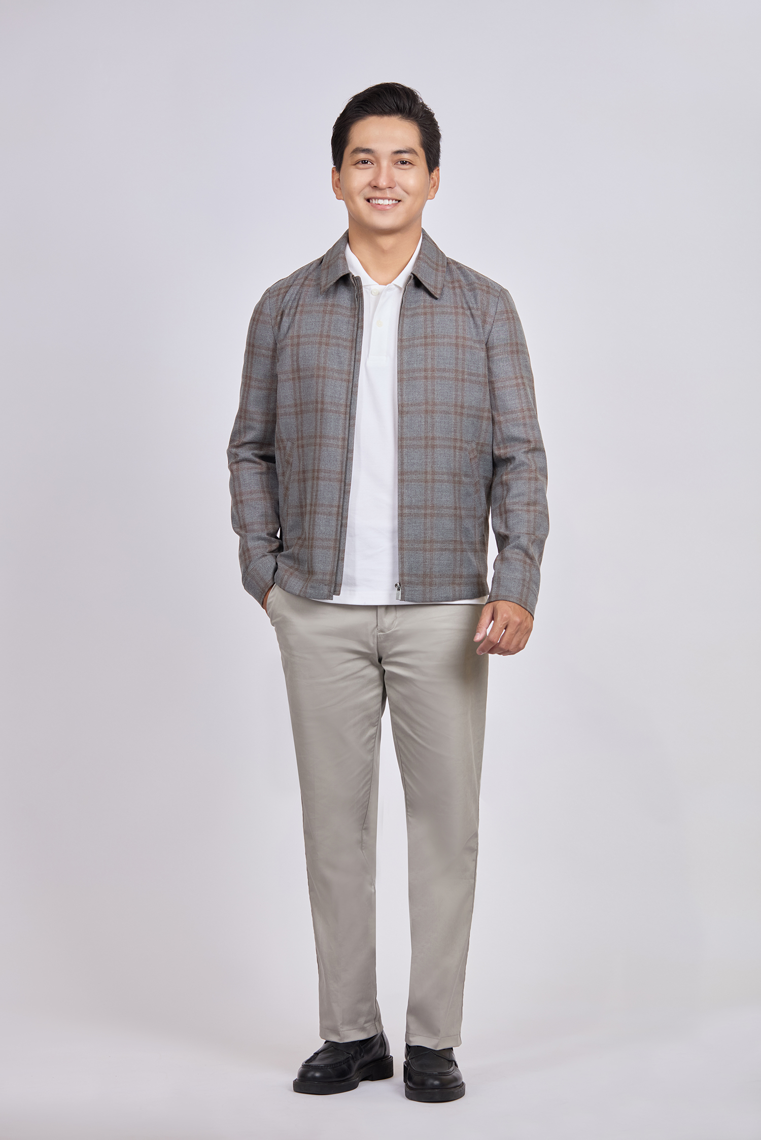 Áo khoác nam - caro xám