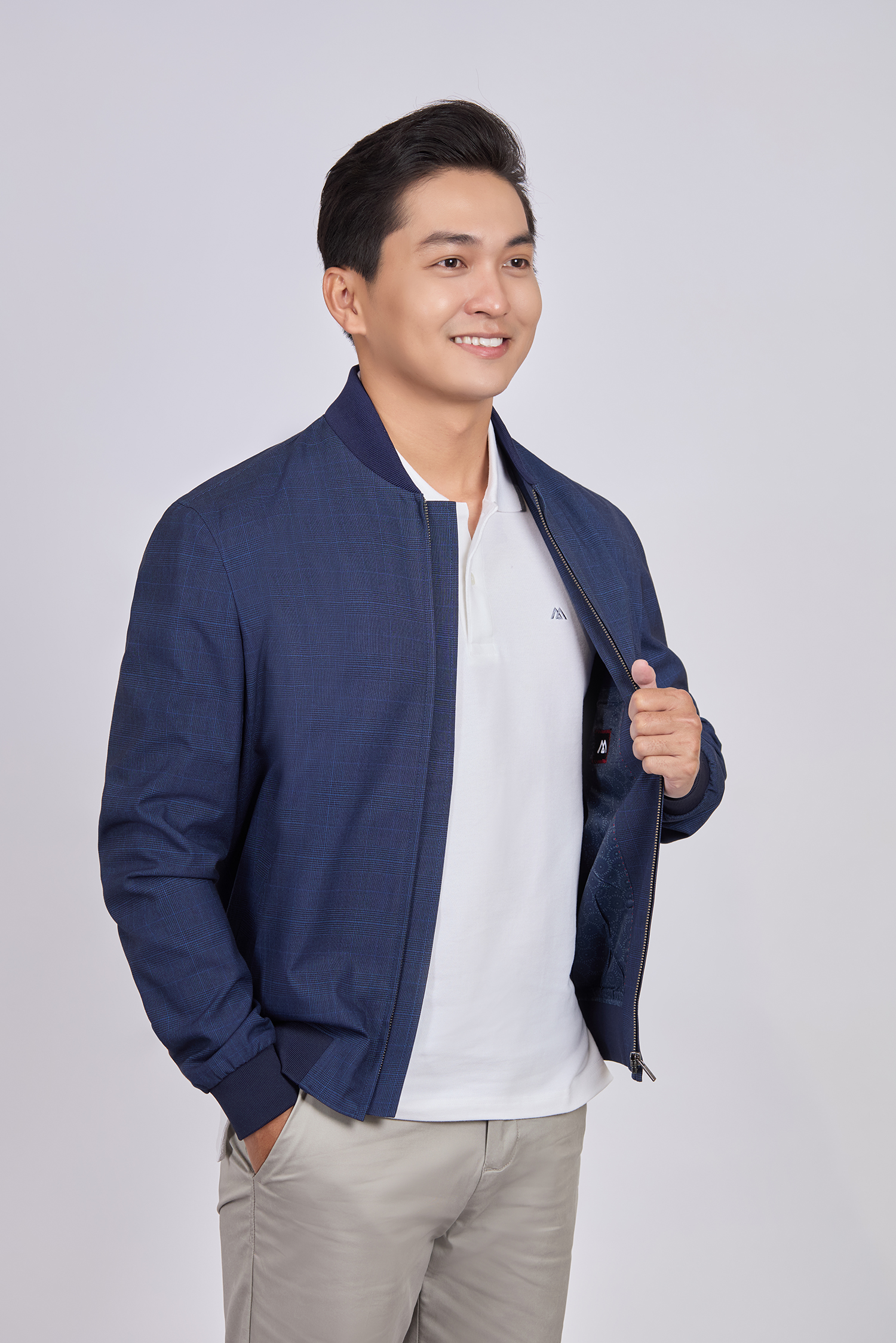 Áo khoác nam - caro xanh dương