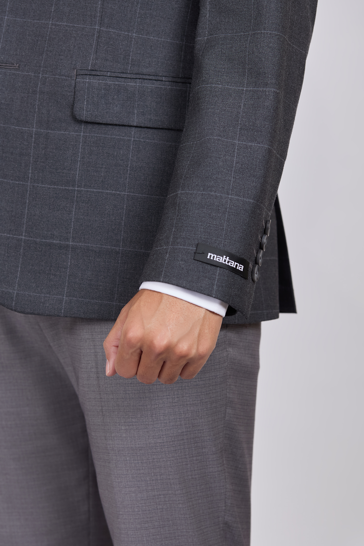 Áo Veston nam - Classic - caro xám đậm