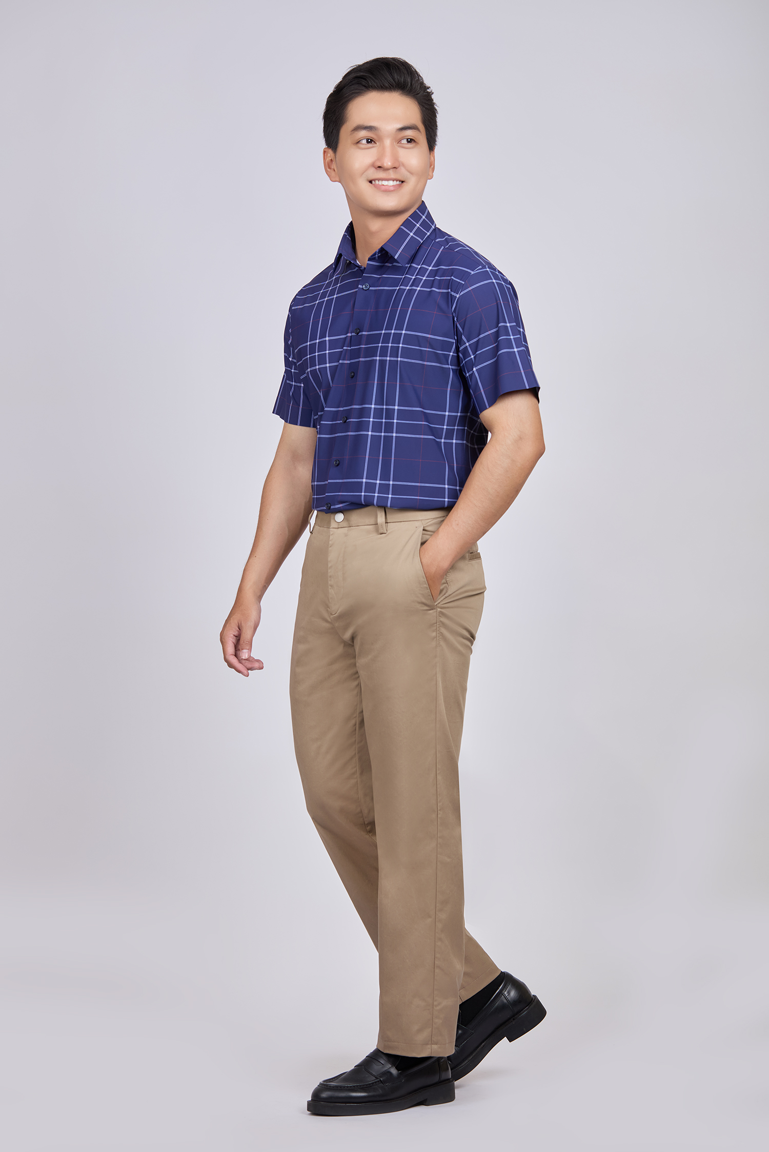 Quần kaki nam không ly - màu nâu nhạt