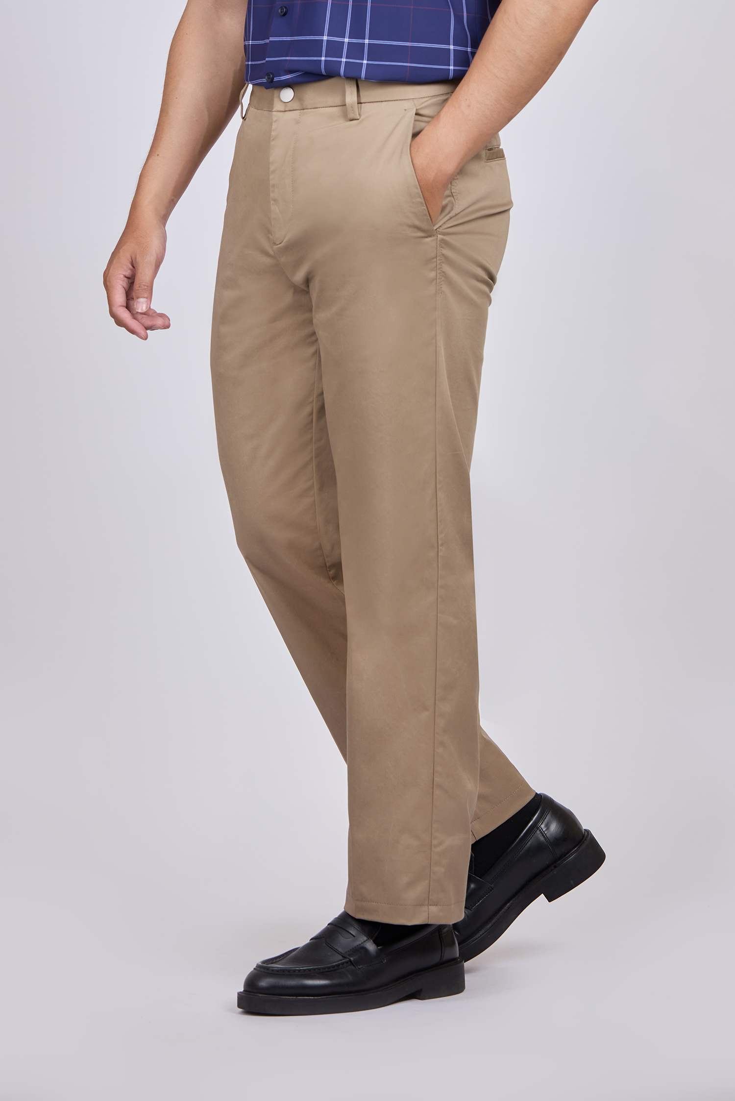 Quần kaki nam không ly - màu nâu nhạt
