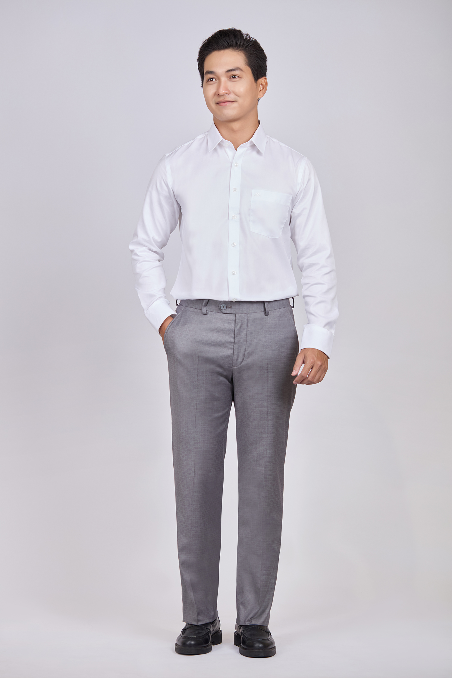 Quần tây nam Slimfit -   xám nhạt -  caro nhỏ