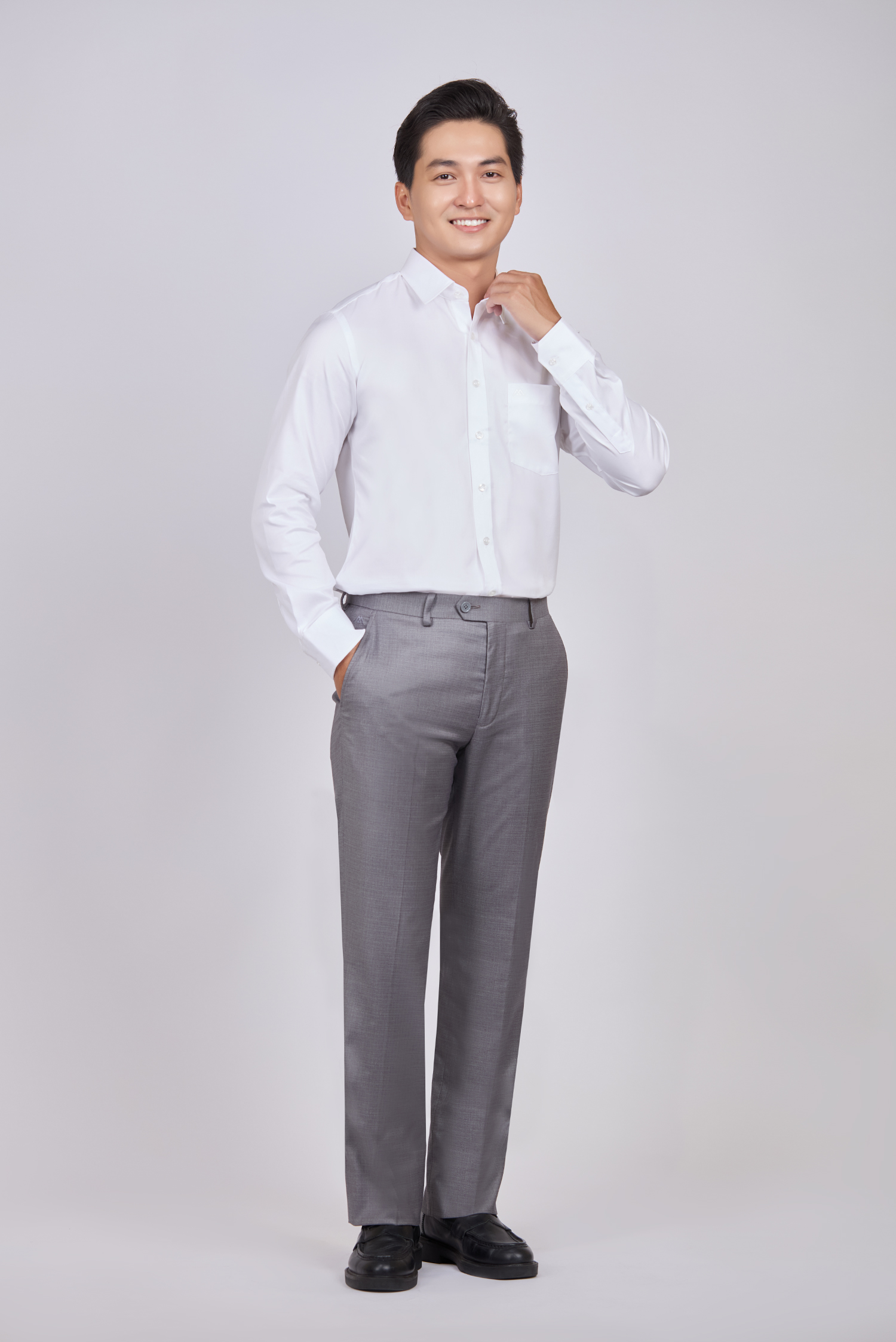 Quần tây nam Slimfit -   xám nhạt -  caro nhỏ