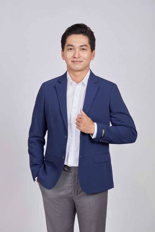 Áo Veston nam Slim fit màu xanh dương nhạt