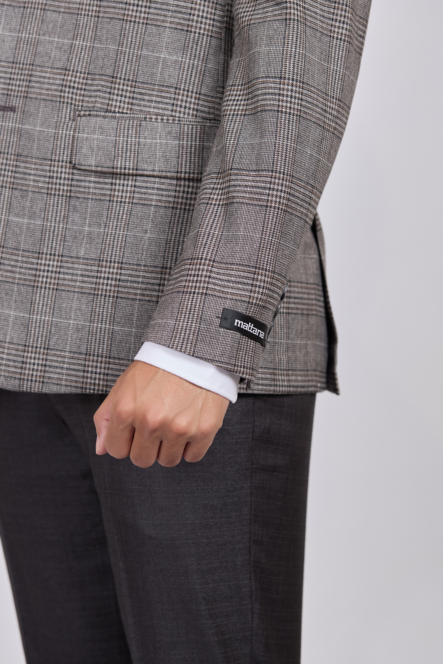 Áo Veston nam Classic fir Caro xám