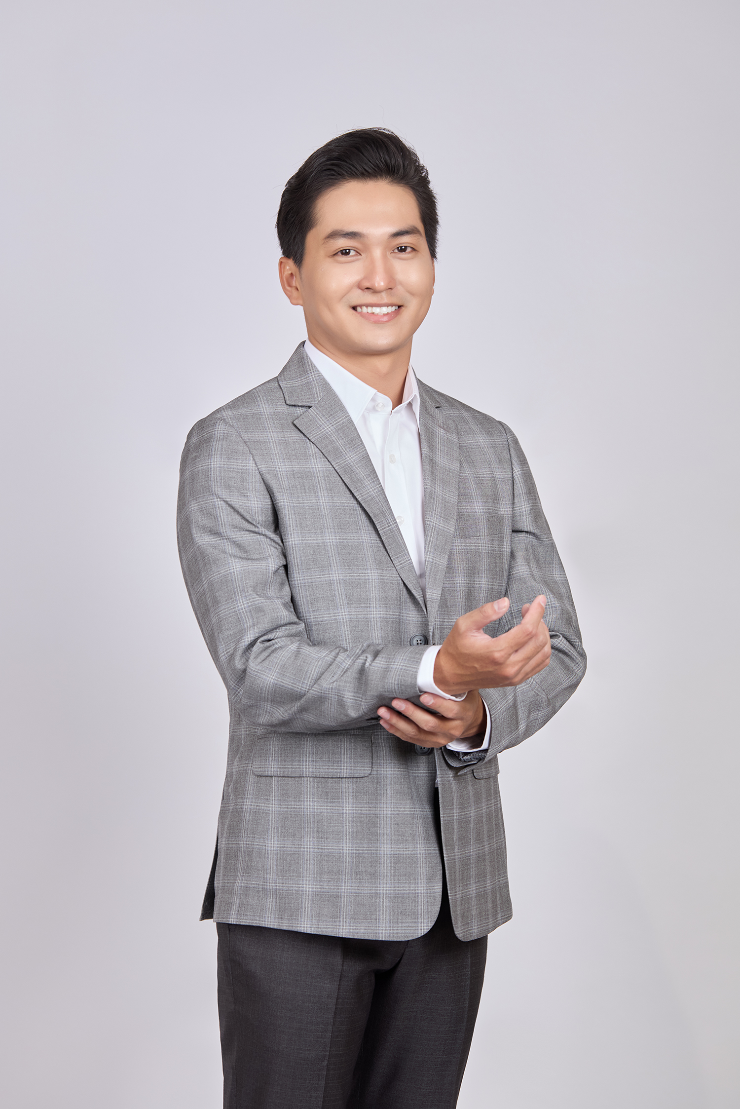 Áo Veston nam Classic Caro xám