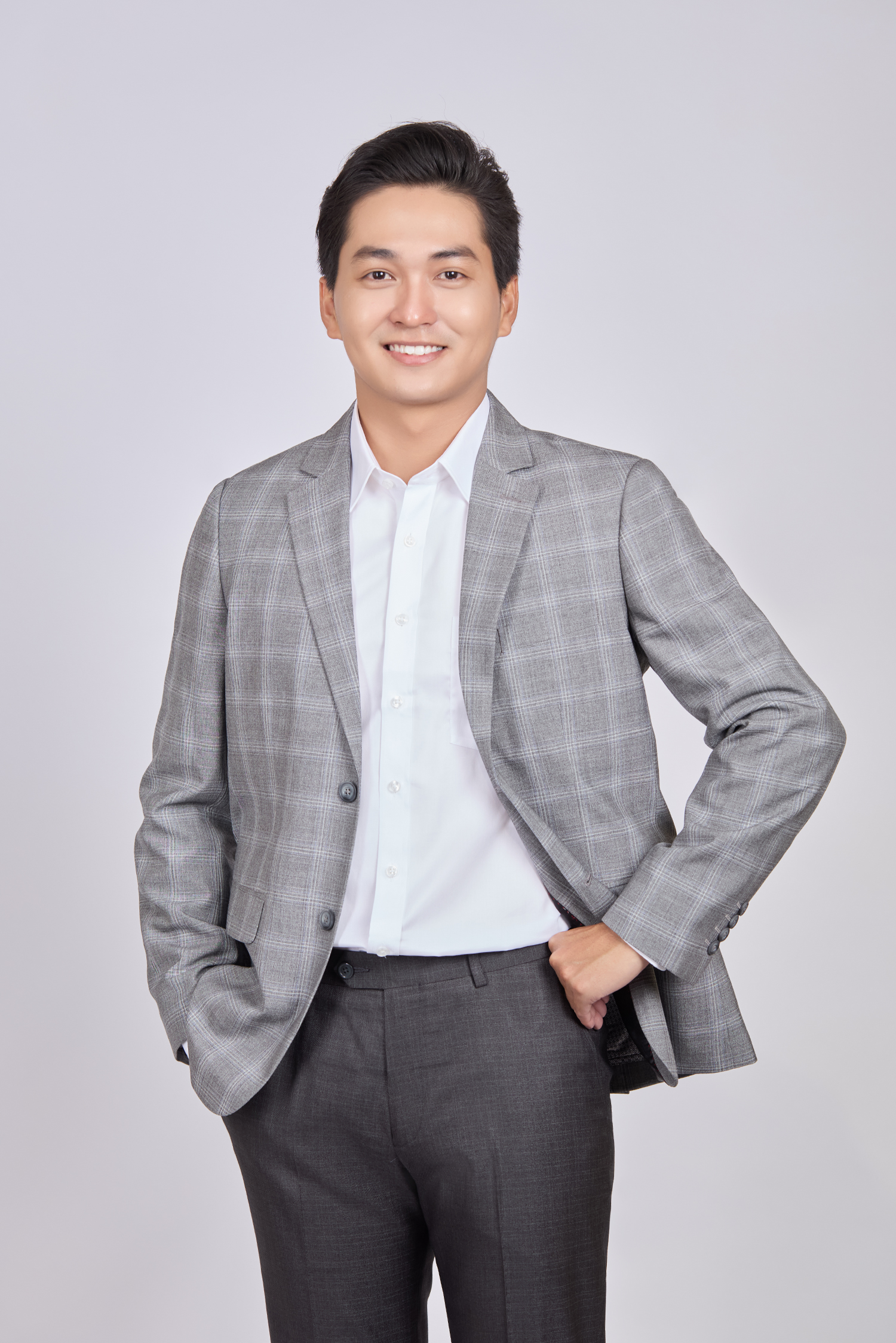 Áo Veston nam Classic Caro xám