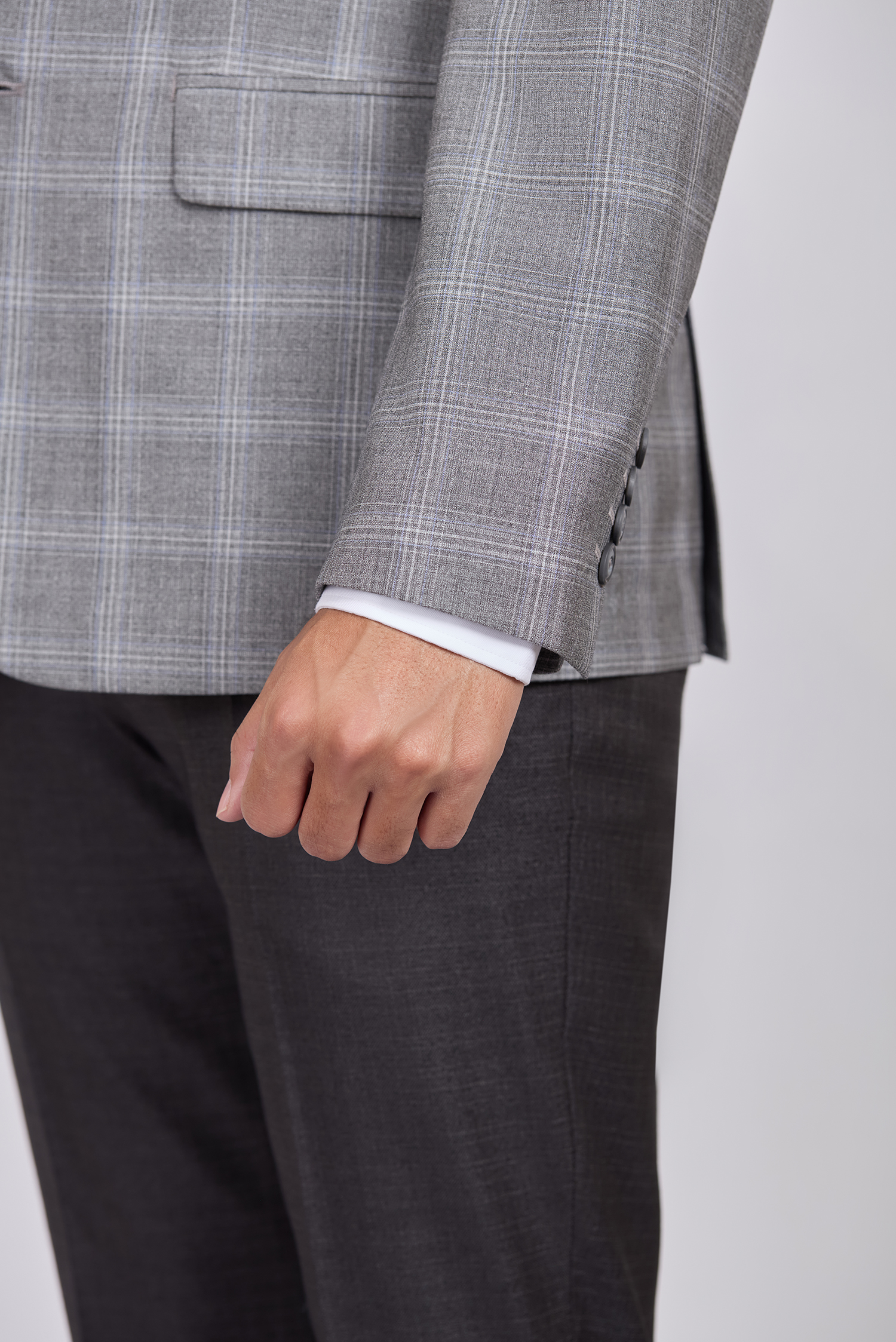 Áo Veston nam Classic Caro xám