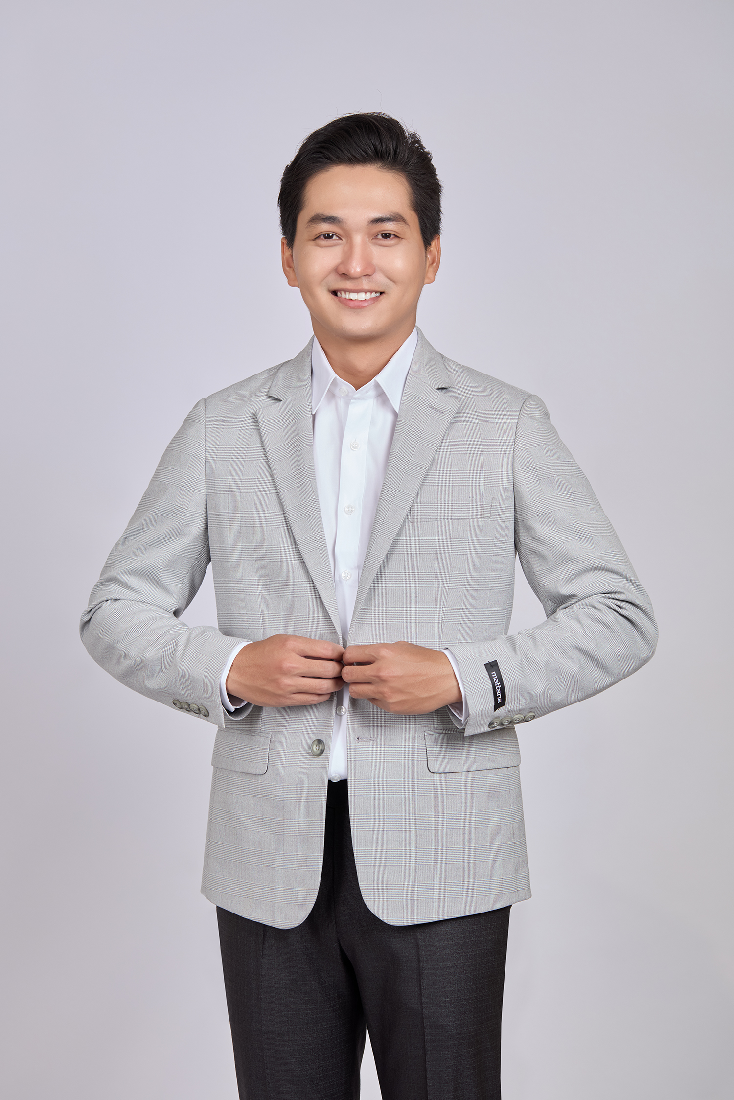 Áo Veston nam Slimfit màu xám sáng