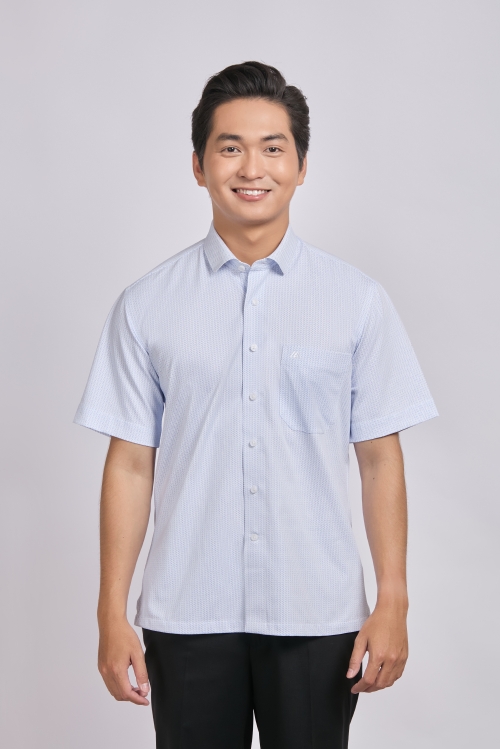 Sơ mi nam ngắn tay Casual - vạt ngang