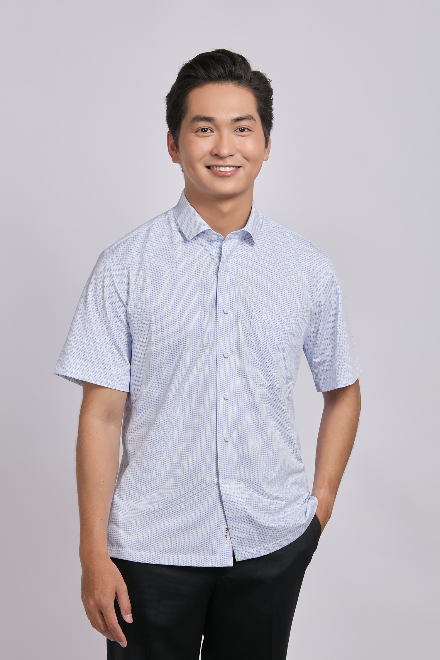 Sơ mi nam ngắn tay Casual - vạt ngang